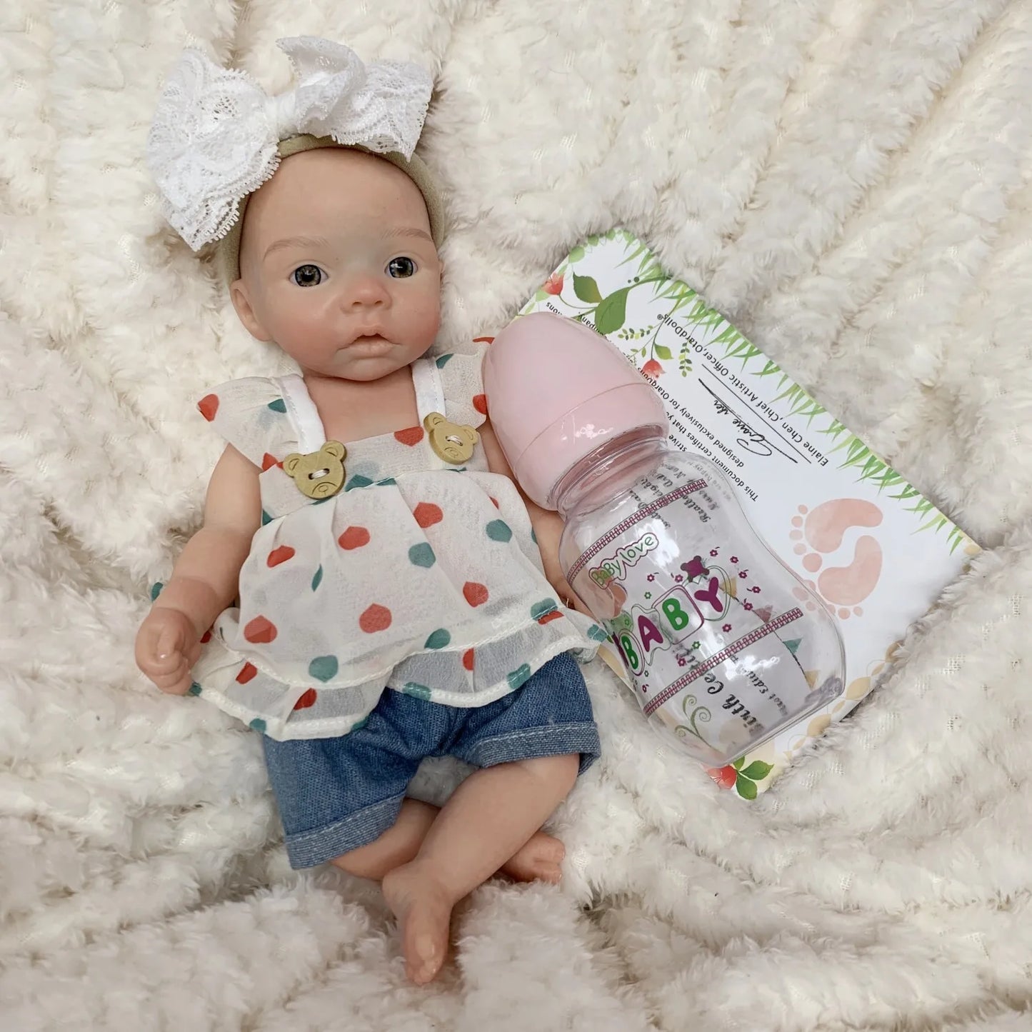AnjoDoll 10 Inch Full Body Silicone Reborn Girl Doll Painted Washable Soft