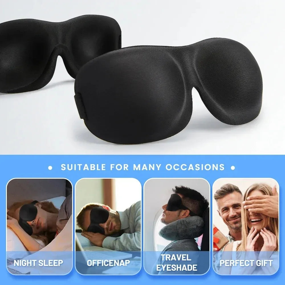 3D Eye Cover Mask Soft Blindfold Sleeping Aid Travel Blackout Padded
