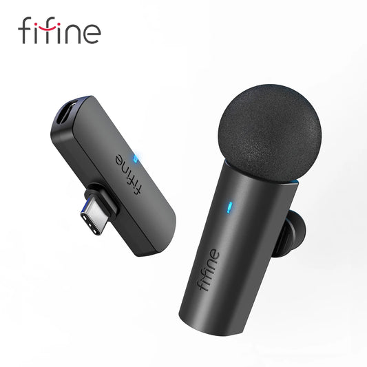 FIFINE M6 Wireless Lavalier Microphone Type-C Mini Mic for Phone Tablet Laptop Live Stream Vlog Interview