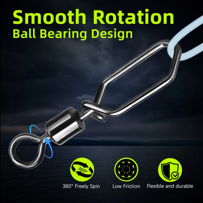 100Pcs Snap Clip Fishing Swivels Interlock Barrel Connector Sea Carp