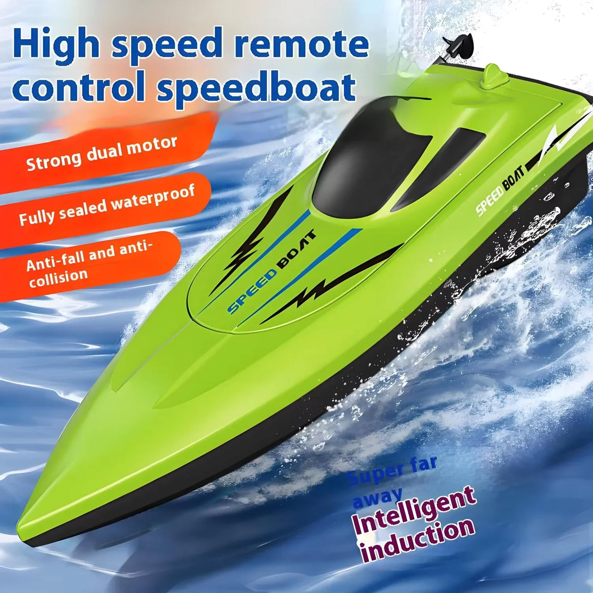 Waterproof Remote Control Boat Kids RC Speedboat Toy for Pool Fun