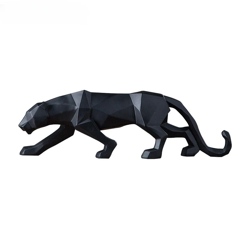 Large Panther Statue Geometric Resin Leopard Sculpture Home Office Desk Decor