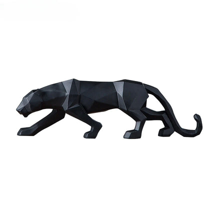 Large Panther Statue Geometric Resin Leopard Sculpture Home Office Desk Decor