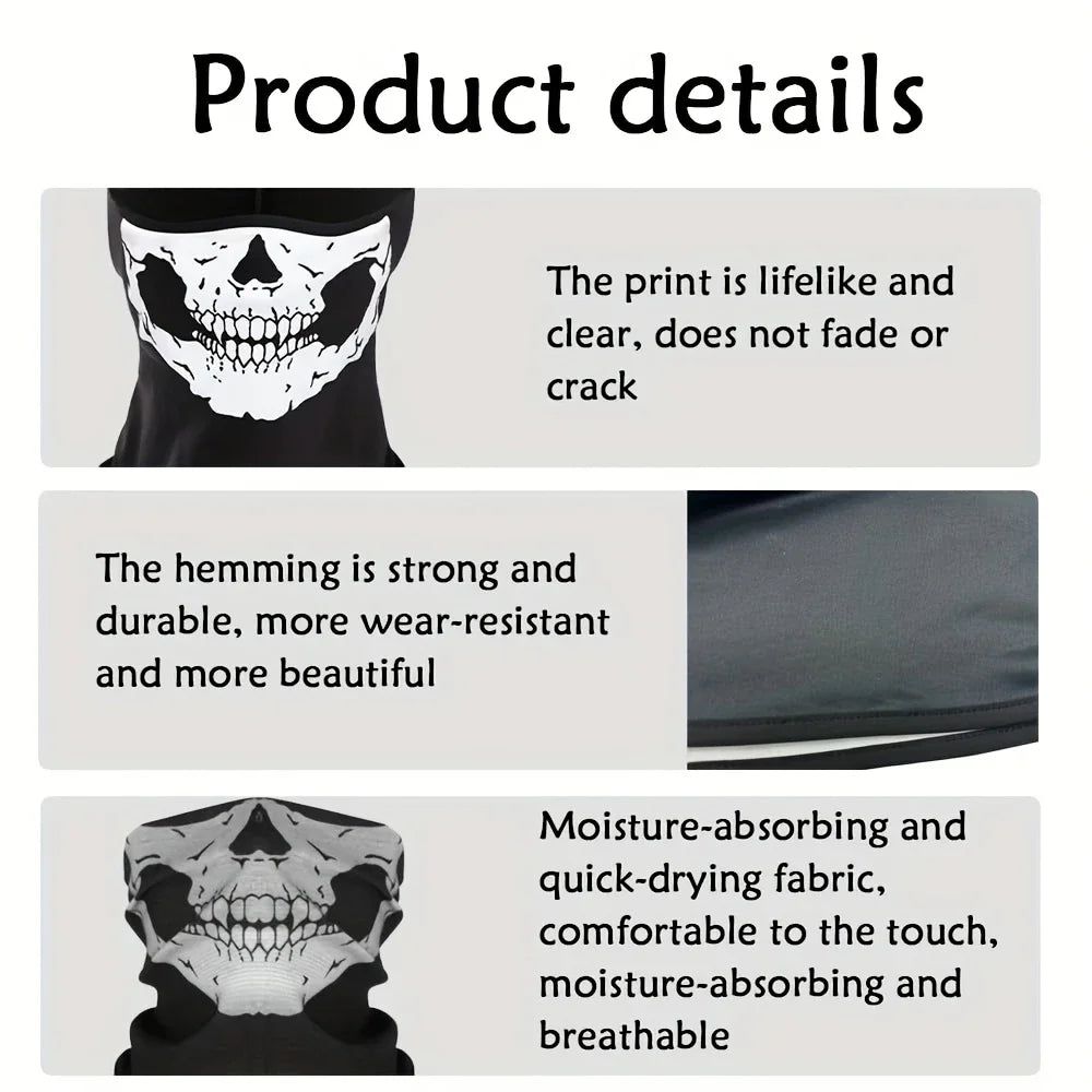 Motorcycle Balaclava Full Windproof Skull Face Mask Neck Warmer Ski