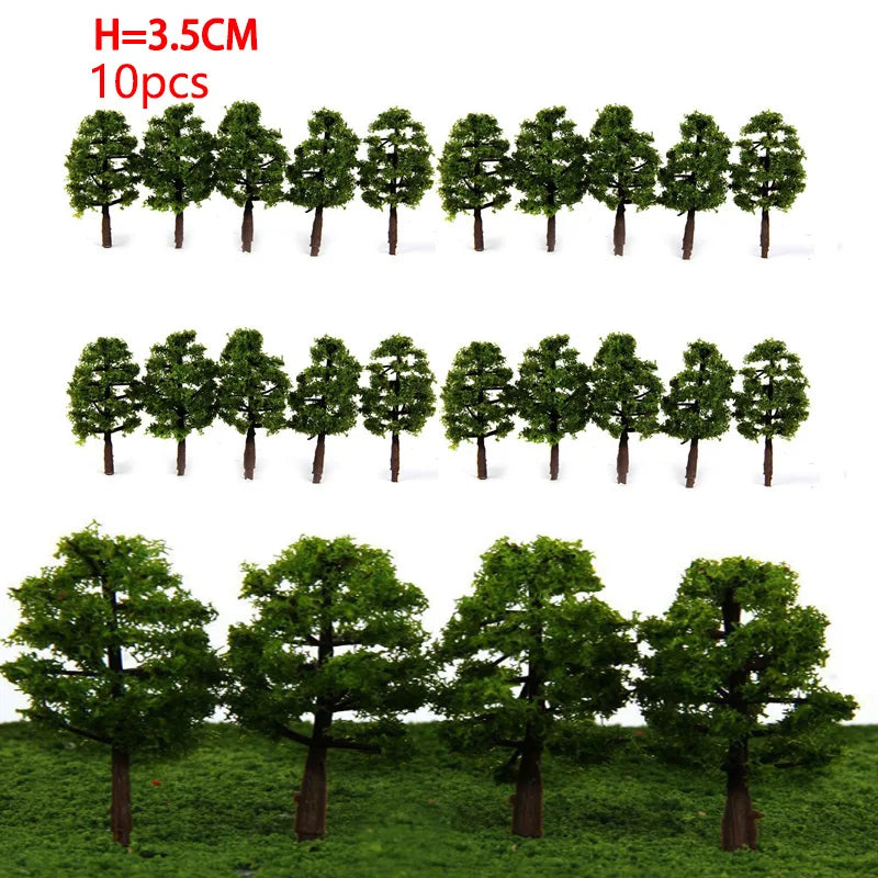 10Pcs Trees Train HO Scale Model Scenery Layout for Railroad Diorama