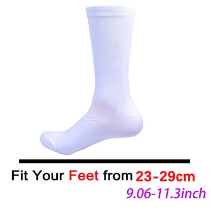 White UAE Cycling Socks FDJ Team Mesh Compression Non-Slip MTB Running