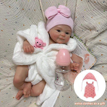 AnjoDoll 13 Inch Silicone Reborn Doll Open Mouth Washable Girl Boy 2 Outfits