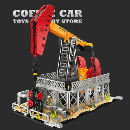City Street View Industrial Factory Building Blocks Oil Pump MOC Plant Model Toy Gift