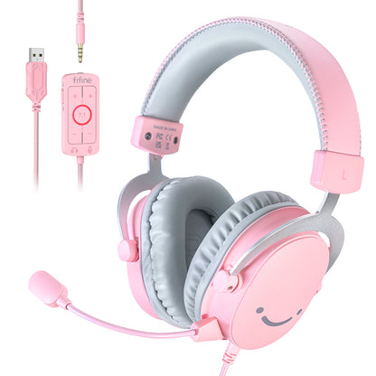 FIFINE Ampligame H9W Wired Gaming Headset 7.1 Surround with Mic USB & 3.5mm for PC PS4/PS5 Xbox