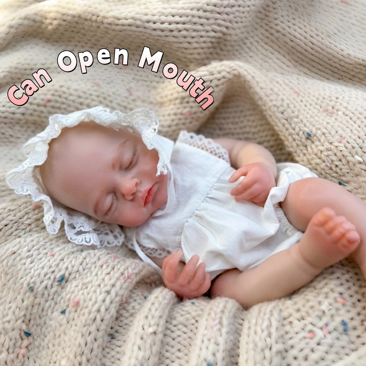 33cm Open Mouth Silicone Reborn Baby Girl Doll Full Body Soft Touch