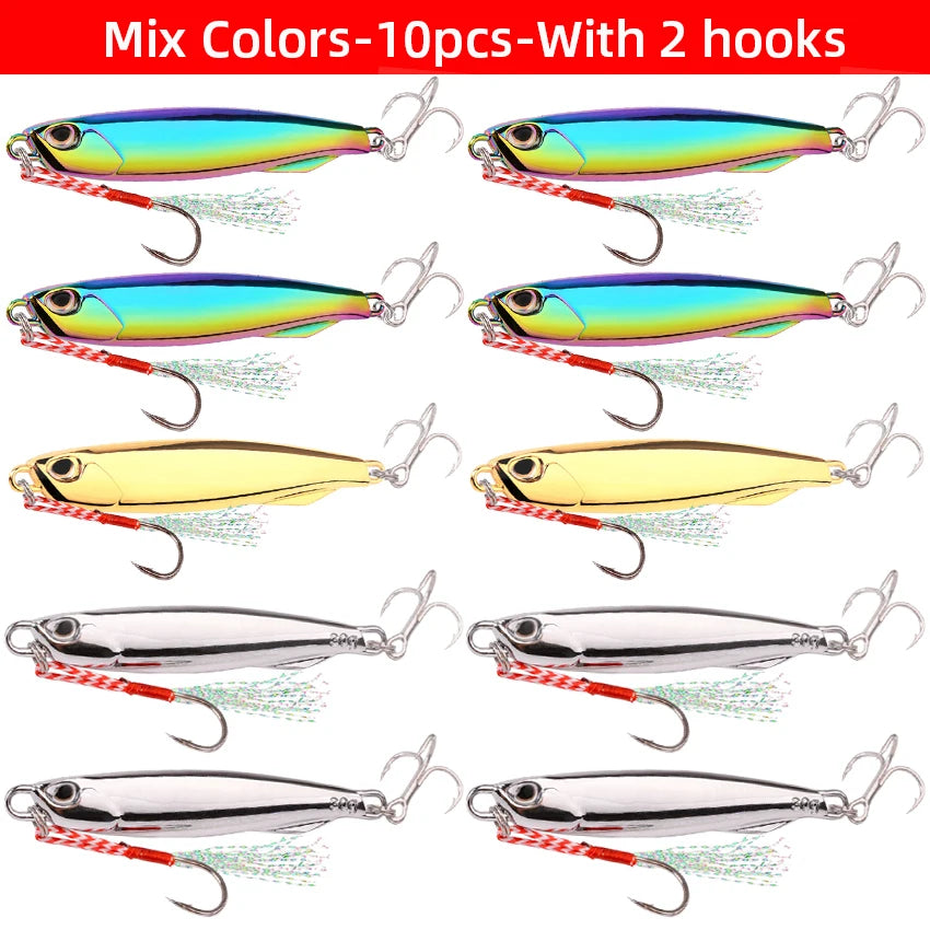 10pcs Fishing Lure Metal Jig Baits Sea Saltwater Casting Tackle 7g-80g