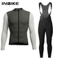 INBIKE Mens Winter Cycling Jersey Bib Tights Set Fleece Road Bike Pockets