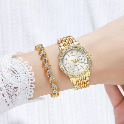 Two Tone Ladies Watch Elegant Gold Silver Band Quartz Wristwatch