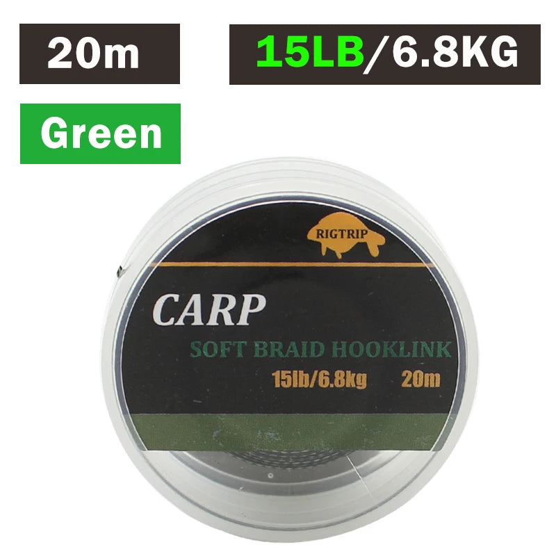 20m Carp Soft Hooklink Braid Line 15/25/35lb Uncoated Hair Rig Tackle