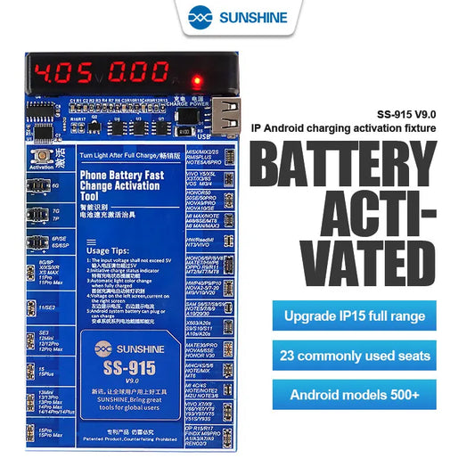 SUNSHINE SS-915 V9.0 IP Android Battery Activation Charging Board for 6G-15ProMax Huawei VOVI Activated Fast Charging Tool-EXPROTAS