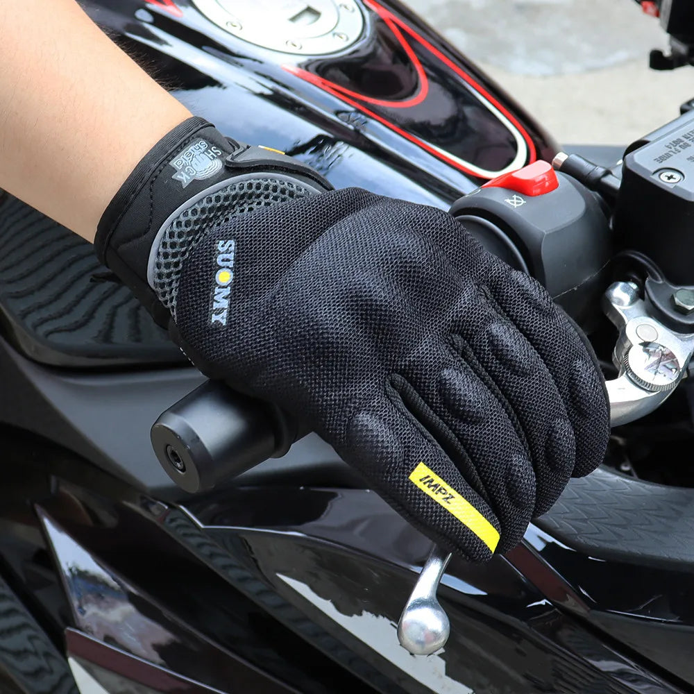 Suomy Summer Full Finger Motorcycle Gloves Breathable Touch Screen Wear-Resistant
