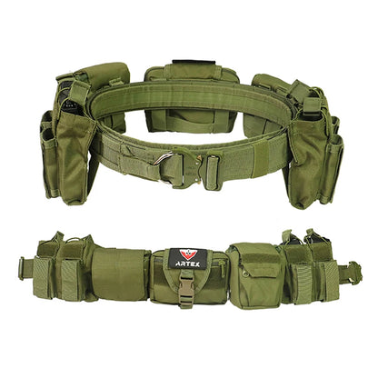Tactical Battle Duty Belt Set w/ Pouches Airsoft Law Enforcement Utility Gear