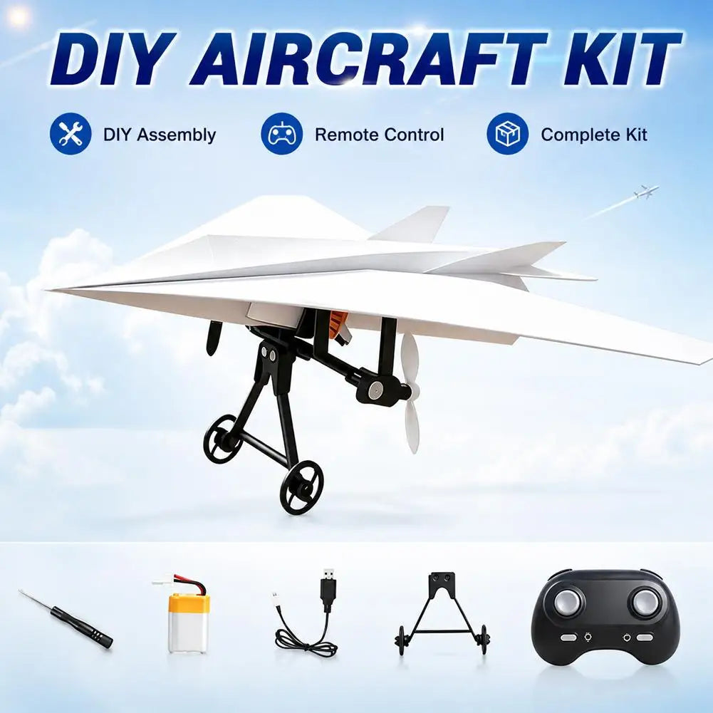 RC Paper Airplane Electric Remote Control Plane DIY Flying Toy Propellers