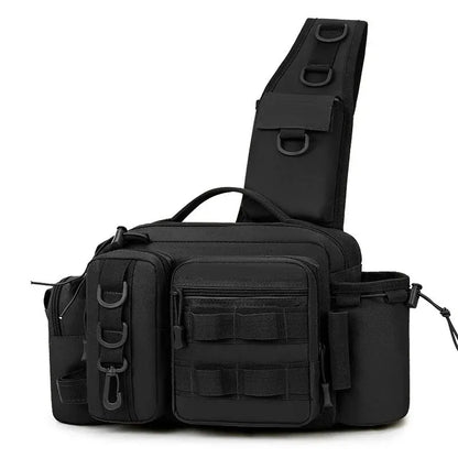 Fishing Tackle Backpack Lure Box Gear Storage Bag Fanny Pack for Men Fly Fishing Backpack with Rod Holder Sling Shoulder Bag-EXPROTAS