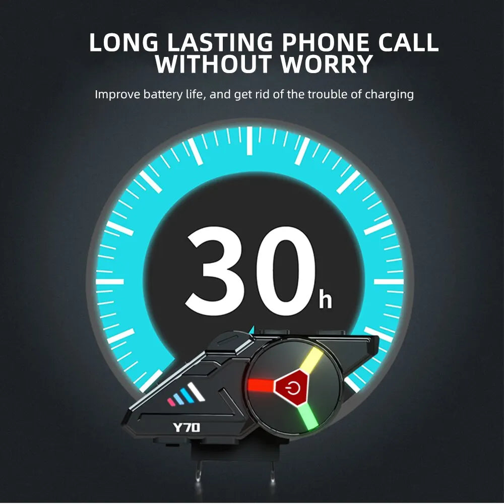 Motorcycle Helmet Bluetooth Headset V5.3 with RGB Lights IPX6 Dual Phone Pairing