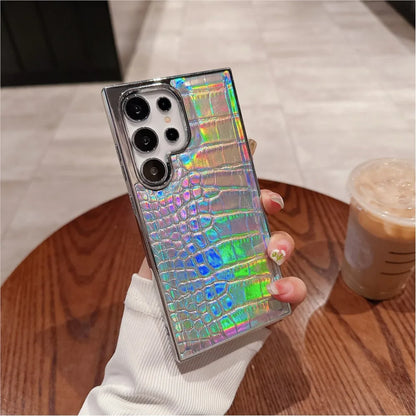 Gradient Crocodile Leather Case for Samsung Galaxy S23-S25 Ultra Plus Hard Cover