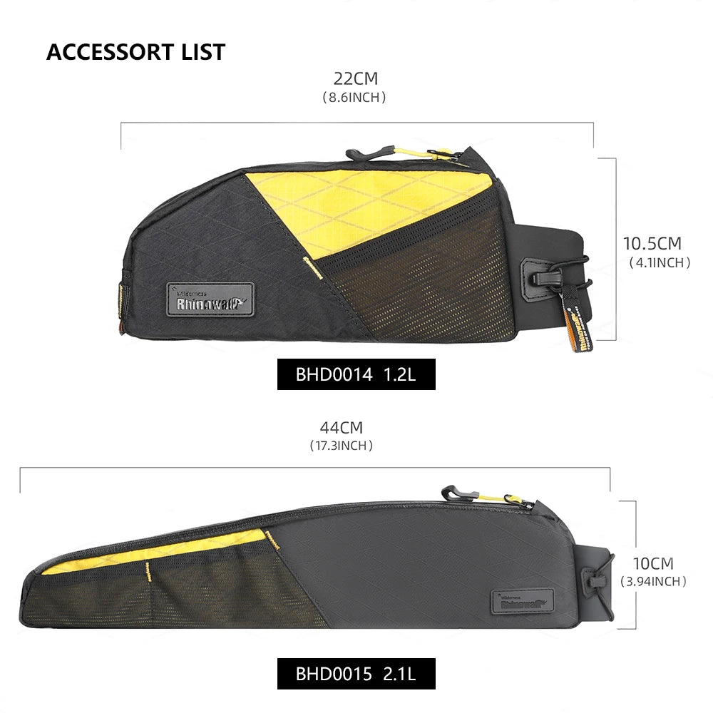 Rhinowalk Bike Top Tube Bag 1.2L/2.1L Water-Resistant MTB Road Cycling Storage Pack