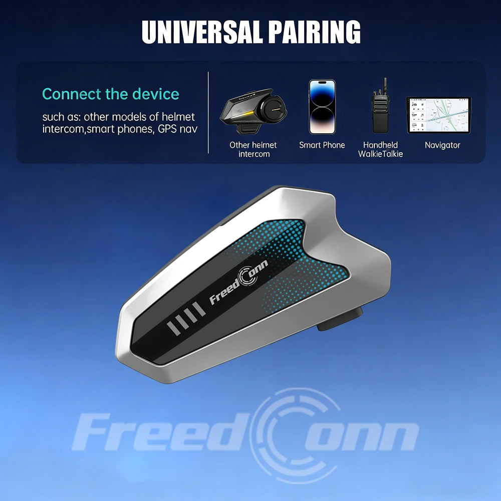 Freedconn Motorcycle Helmet Bluetooth Intercom Headset 6 Riders Music Share