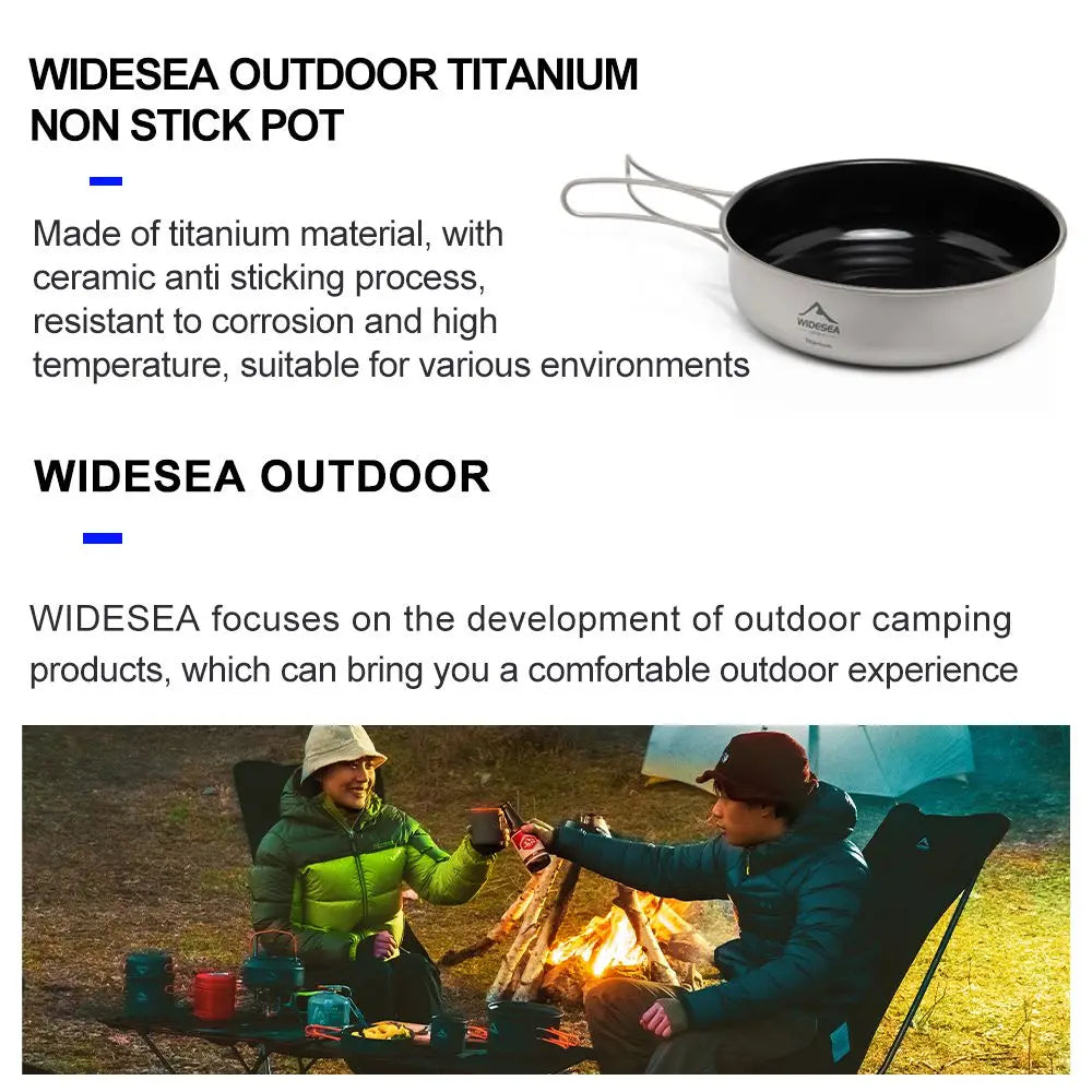 Widesea Camping Tableware Titanium Cookware Set Tourism Cauldron Outdoor Cooking Pot Frying Pan Picnic Kitchen Hiking Trekking-EXPROTAS