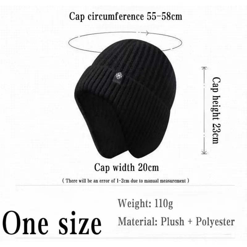 Men's Winter Ear Protection Knitted Hat Warm Peaked Cap Outdoor Beanie