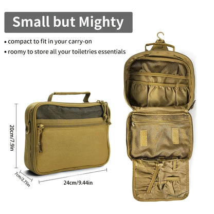 1pc Tactical Travel Bag Toiletry Organizer Molle Wash Pouch for Men