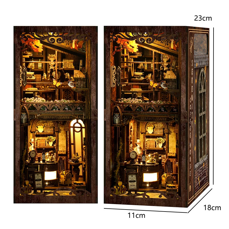 DIY Wooden Book Nook Mini Dollhouse 3D Puzzle Kit Bookshelf Insert Decor Gift - EXPROTAS