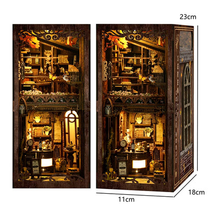 DIY Wooden Book Nook Mini Dollhouse 3D Puzzle Kit Bookshelf Insert Decor Gift - EXPROTAS