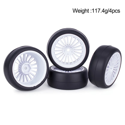 4PCS Pre-Glued RC Wheels Tyres 65x26mm 12mm Hex for TT01 TT02 XV01