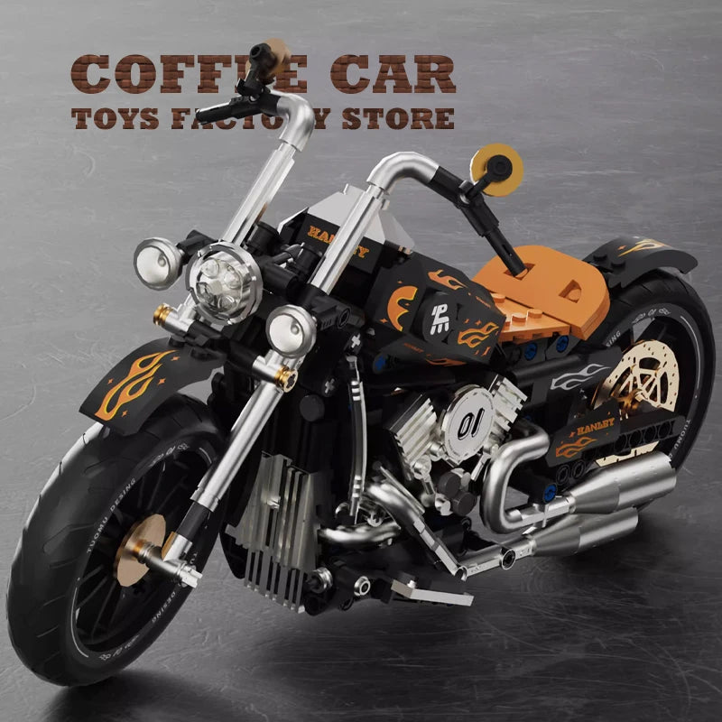 High-Tech Retro Motorbike MOC Building Blocks City Racing Motorcycle Model Toy Gift