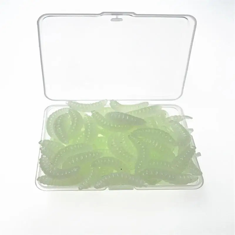 100Pcs Grub Soft Fishing Lures Silicone Worm Bait 2cm 0.3g Artificial