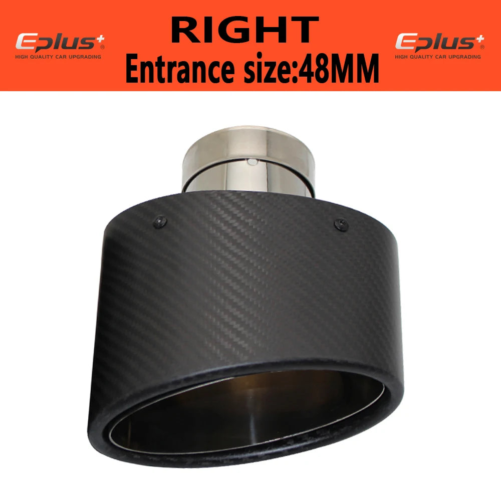 Universal Car Matte Carbon Fiber Muffler Tip Exhaust Pipe Nozzle Decoration Stainless Silver Oval 150mm Tilting Left Right-EXPROTAS