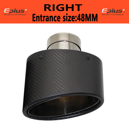Universal Car Matte Carbon Fiber Muffler Tip Exhaust Pipe Nozzle Decoration Stainless Silver Oval 150mm Tilting Left Right-EXPROTAS