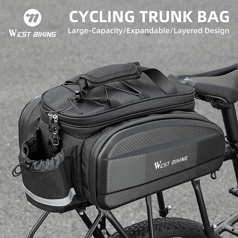 Bicycle Rear Bag Hard Shell Expandable Pannier Rack Carrier for MTB