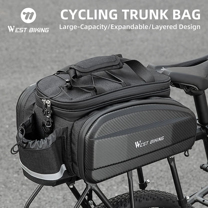 Bicycle Rear Bag Hard Shell Expandable Pannier Rack Carrier for MTB