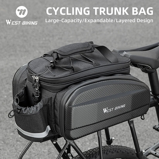 Bicycle Rear Bag Hard Shell Expandable Pannier Rack Carrier for MTB