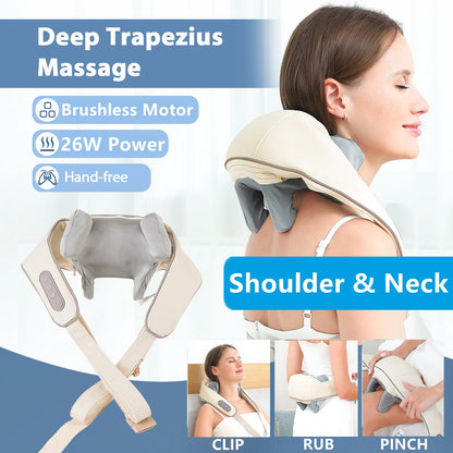 Shoulder Massager Wireless 26W Kneading Neck and Back Heat Shawl Wrap