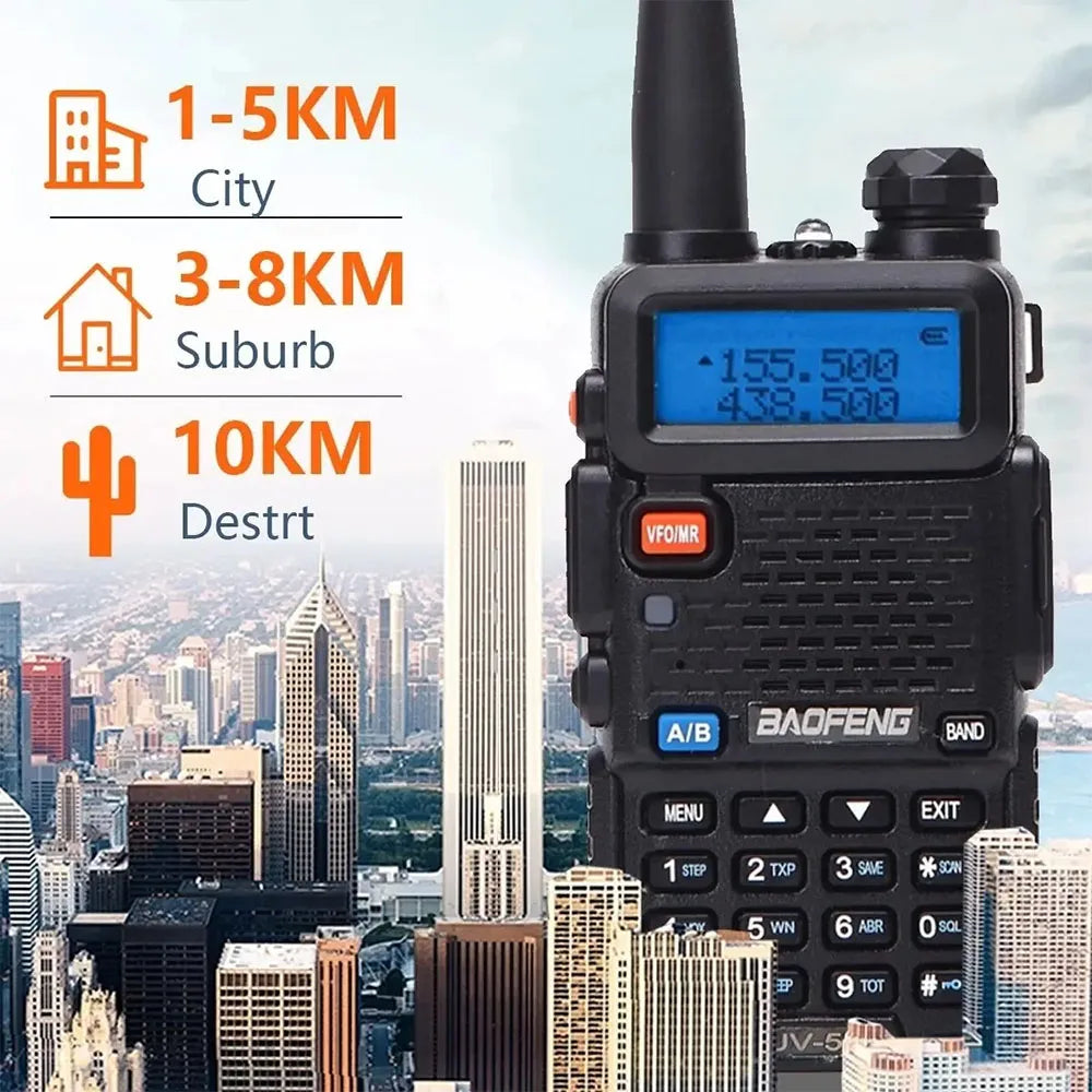 4PCS Baofeng UV-5R Two Way Radio Walkie Talkie Long Range 10KM 5W