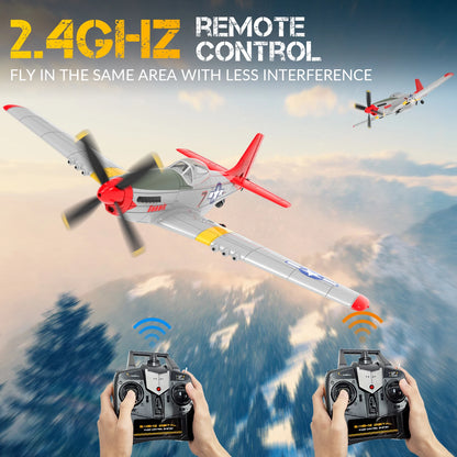New P51D RC Airplane One-key Aerobatic 2-Ch/4-Ch RC Plane RTF Mustang Aircraft W/Xpilot Stabilization System (761-5 RTF)-EXPROTAS