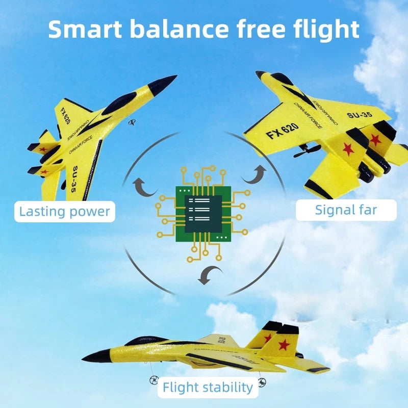 SU35 RC Plane FX620 FX820 2.4G Remote Control Flying Model Glider Airplane With LED Lights Aircraft Foam Toys For Children Gifts-EXPROTAS