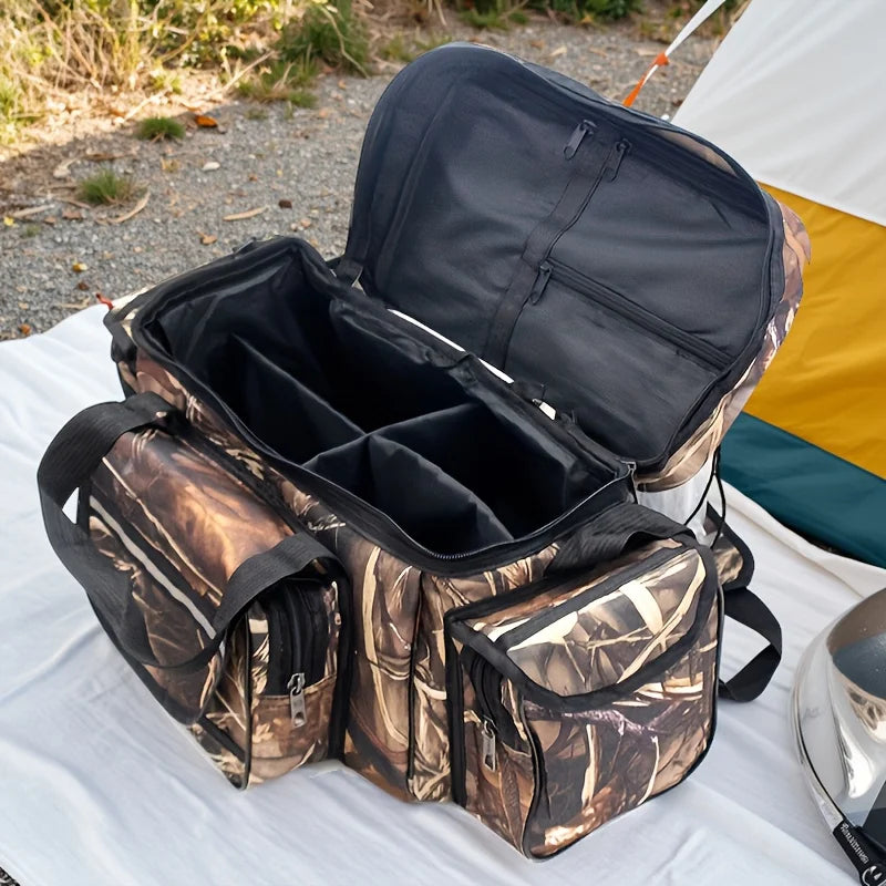 Large Waterproof Fishing Tackle Bag Shoulder Crossbody Gear Storage