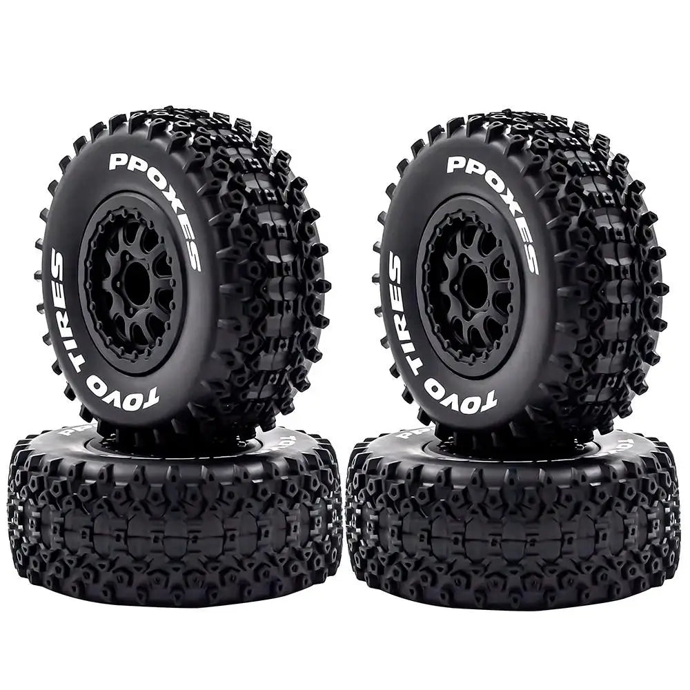 4Pcs 112mm Truck Tires Tyre 1/10 Short Course RC Wheels 12mm Hex Arrma