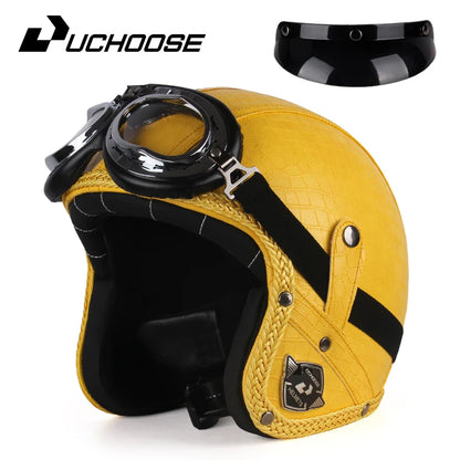 Uchoose Retro Motorcycle Helmet Open Face Chopper ABS Material Vintage