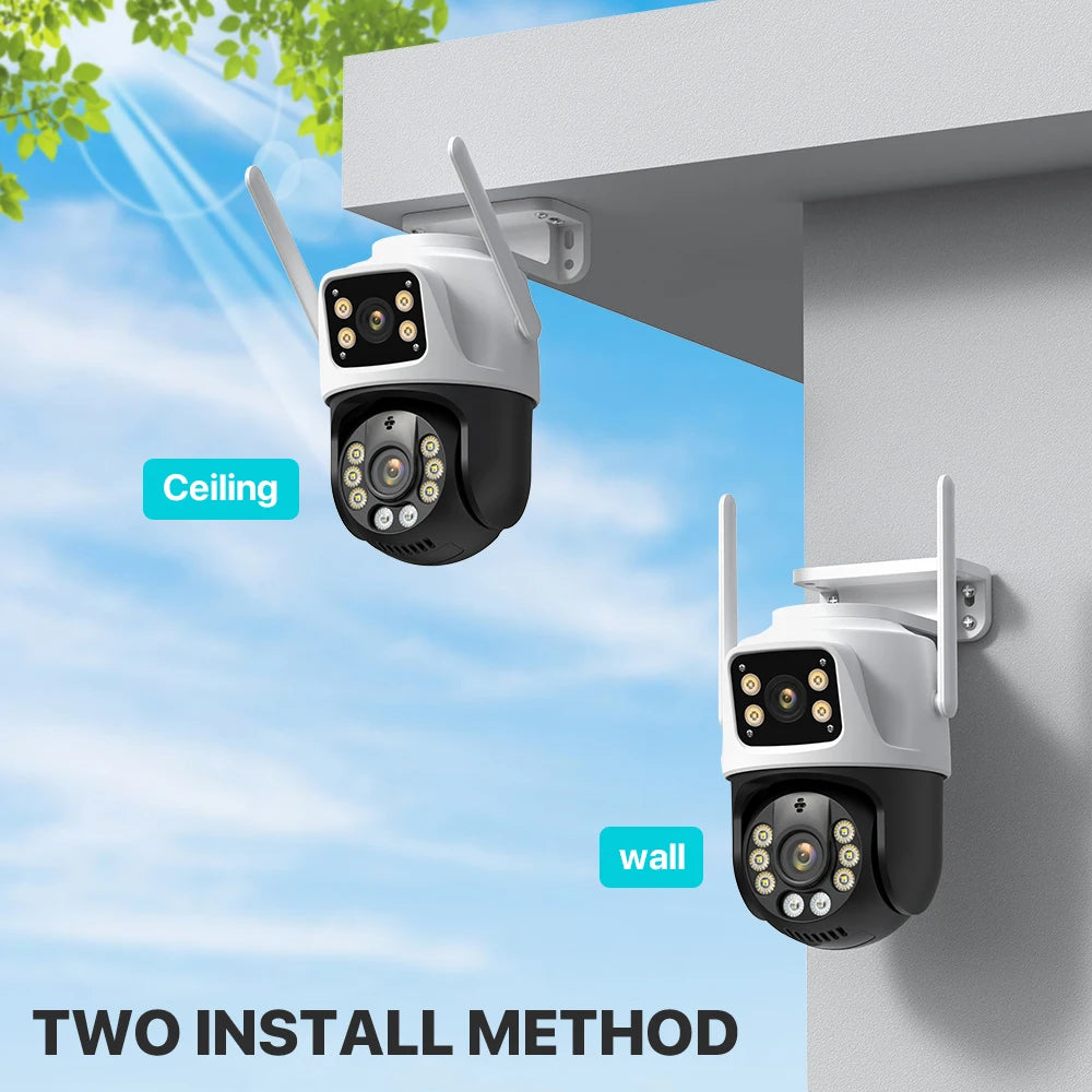 Three Lens PTZ IP Camera Outdoor 6K HD Three Screen WiFi Security Camera Auto Tracking 4K Dual Len Wirelss CCTV Camera iCsee-EXPROTAS