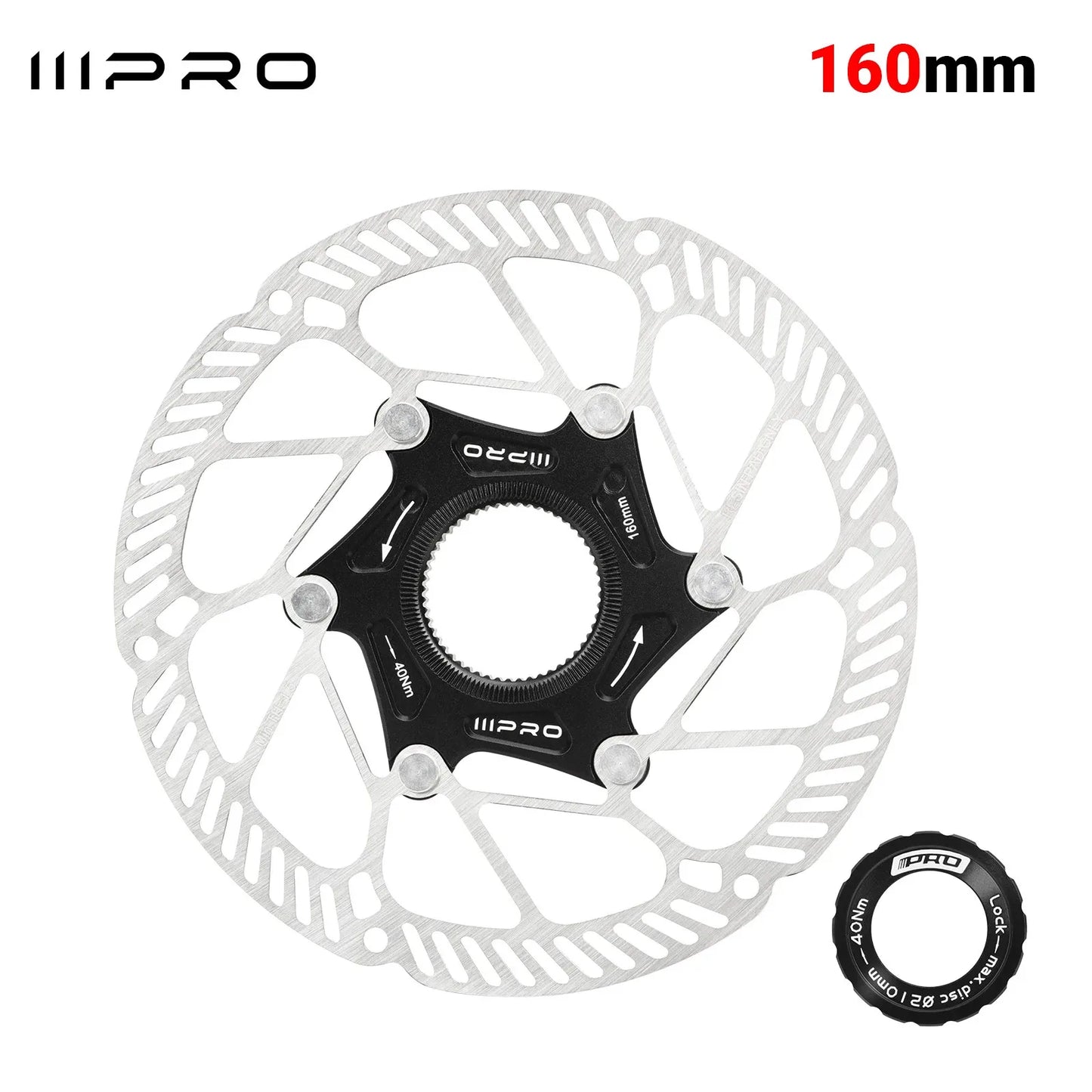 IIIPRO Ultralight Disc Brake Rotor 140/160mm 6-Bolt Center Lock 1.8mm Hollow