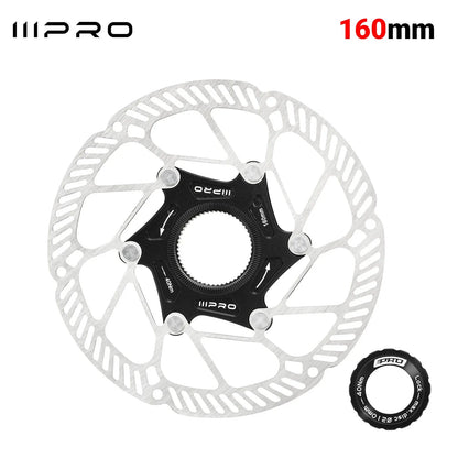 IIIPRO Ultralight Disc Brake Rotor 140/160mm 6-Bolt Center Lock 1.8mm Hollow